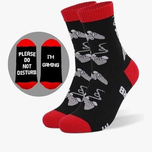 Gaming Controller Black and Red Socks